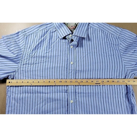 Robert Graham Shirt Mens 2XL Stripe Embroidered Floral Pattern Dress - Picture 7 of 11